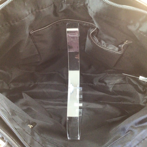 Shoulder bag black brown white snake pattern contemporary lightweight vegan purs - Picture 3 of 9